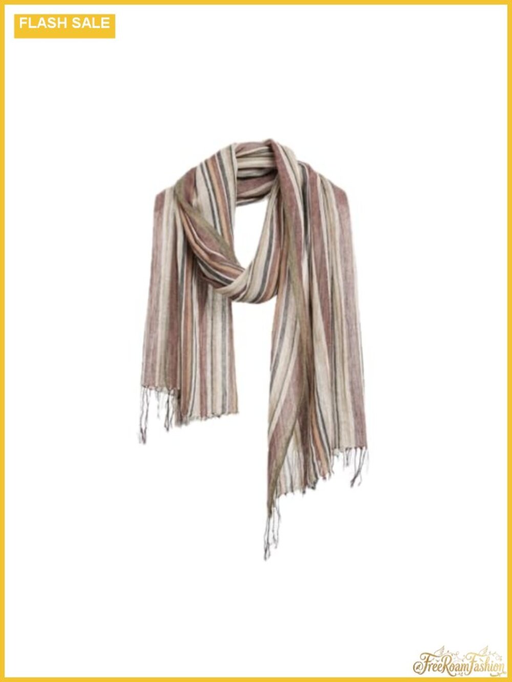Boho Striped Cotton Linen Scarf Shawl Wrap Fringe Travel